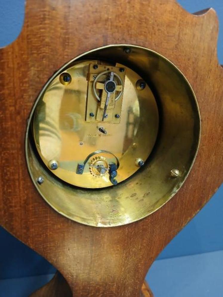 Edwardian Art Nouveau Fruitwood Inlaid Mantel Clock - Image 6