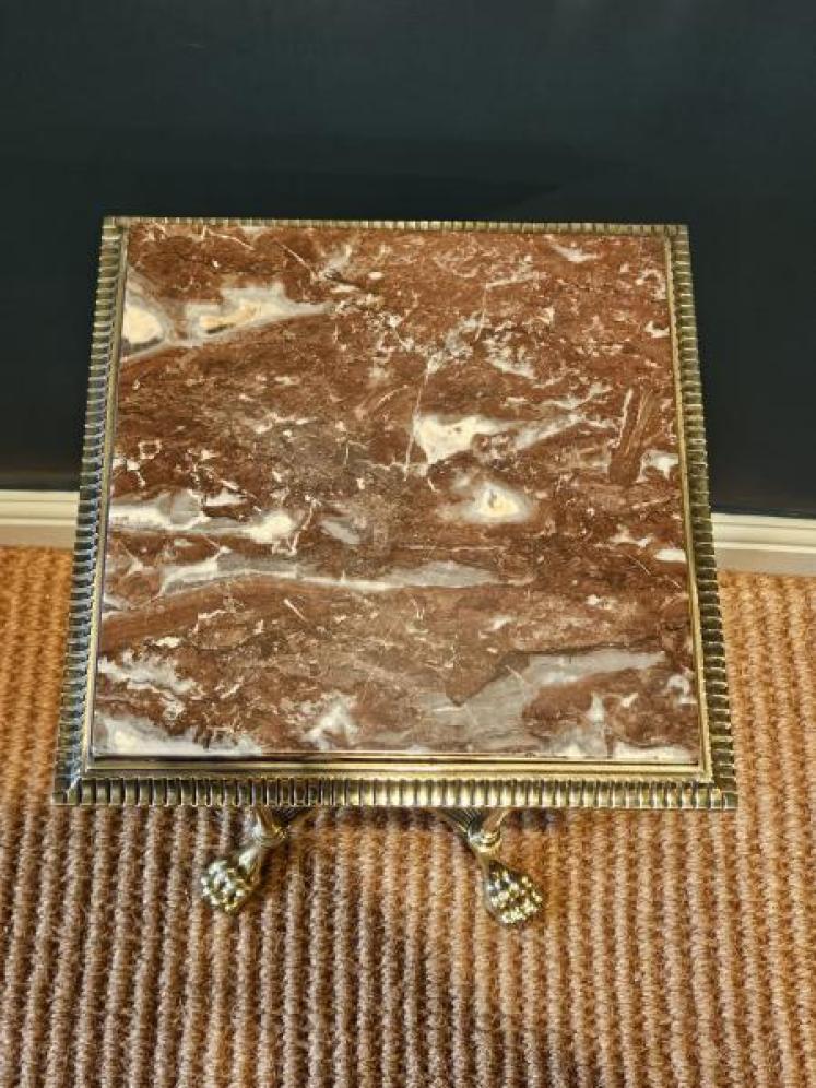 Victorian Brass Marble Topped Lamp or Plant Stand - Image 2