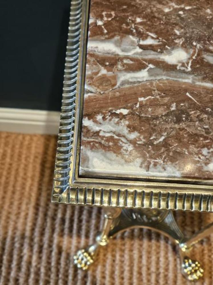 Victorian Brass Marble Topped Lamp or Plant Stand - Image 5