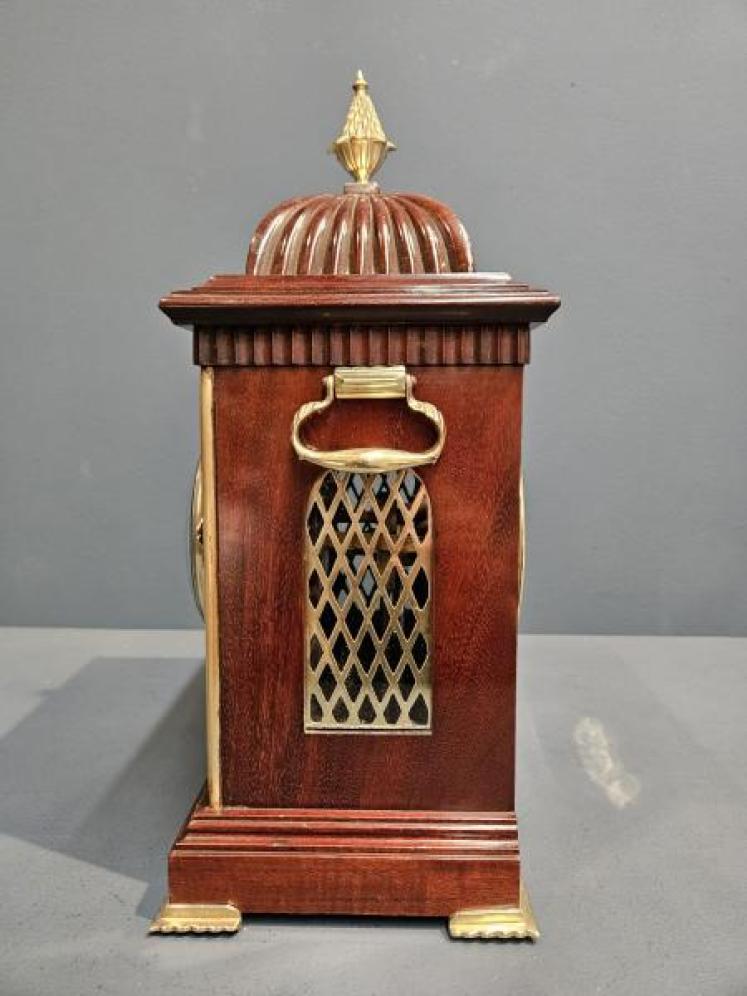 Victorian Brass Inlaid Mahogany Mantel Clock - Image 5
