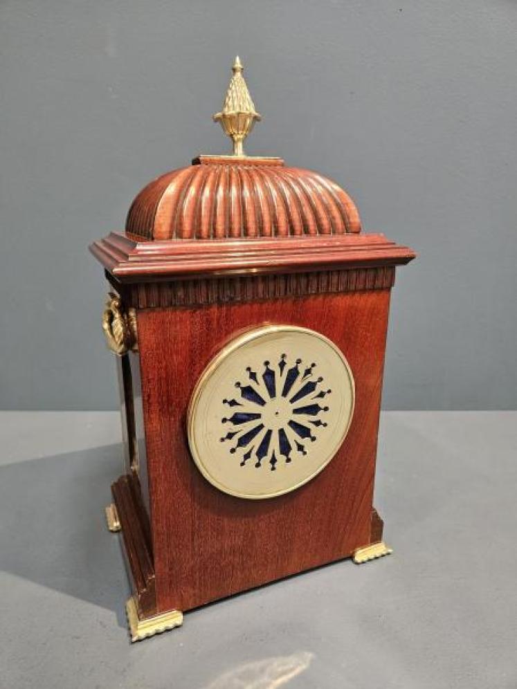 Victorian Brass Inlaid Mahogany Mantel Clock - Image 7
