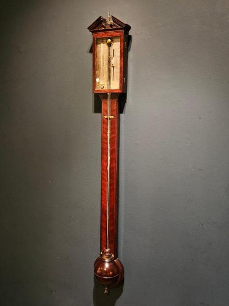 Georgian Mahogany Stick Barometer by H Andrews of Royston - Image 2