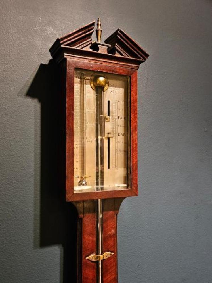 Georgian Mahogany Stick Barometer by H Andrews of Royston - Image 3