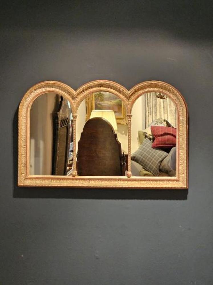 Early Victorian Timber Gilt Triple Arch Mirror - Image 1