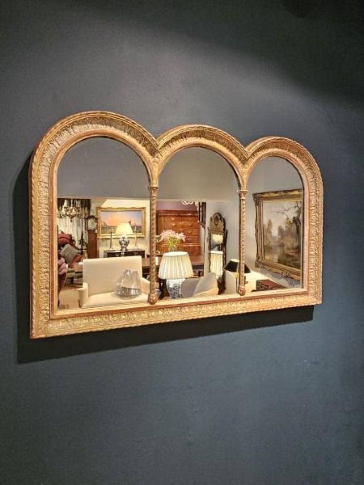Early Victorian Timber Gilt Triple Arch Mirror - Image 4