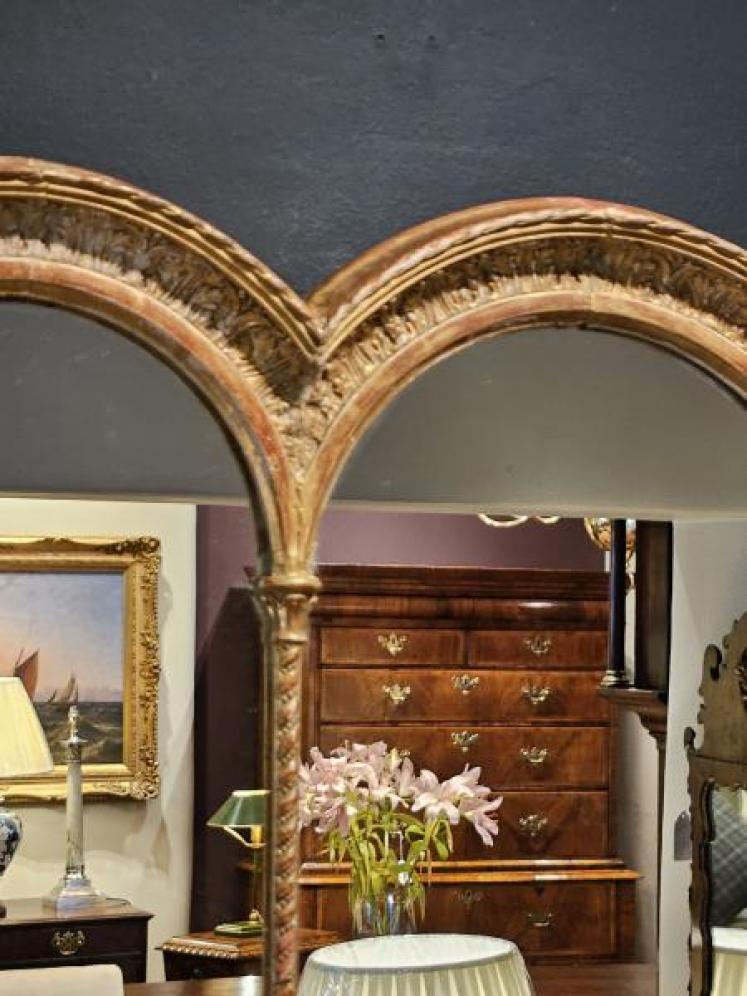Early Victorian Timber Gilt Triple Arch Mirror - Image 5