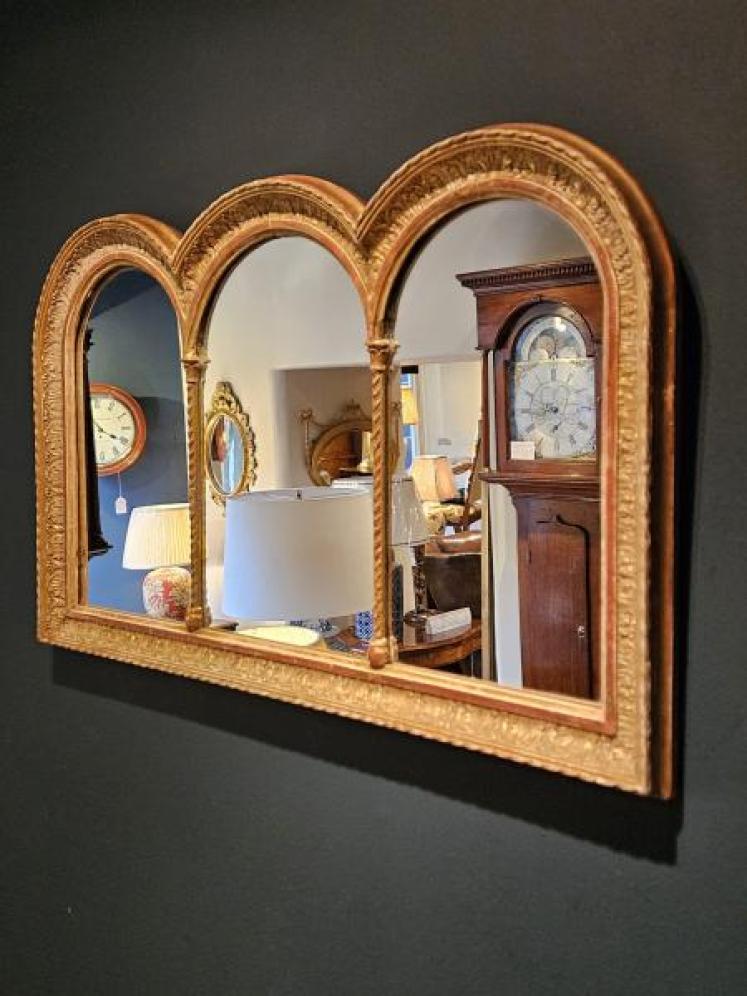 Early Victorian Timber Gilt Triple Arch Mirror - Image 7