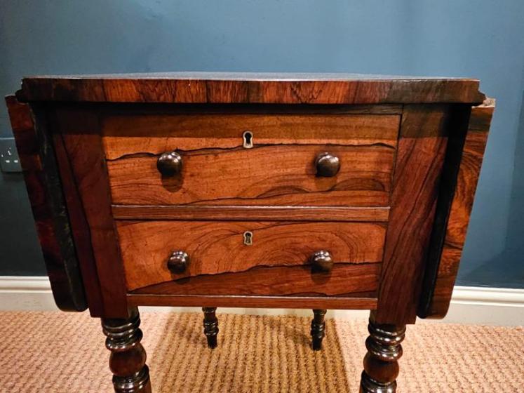 Regency Rosewood Drop Leaf Lamp or Occasional Table - Image 4