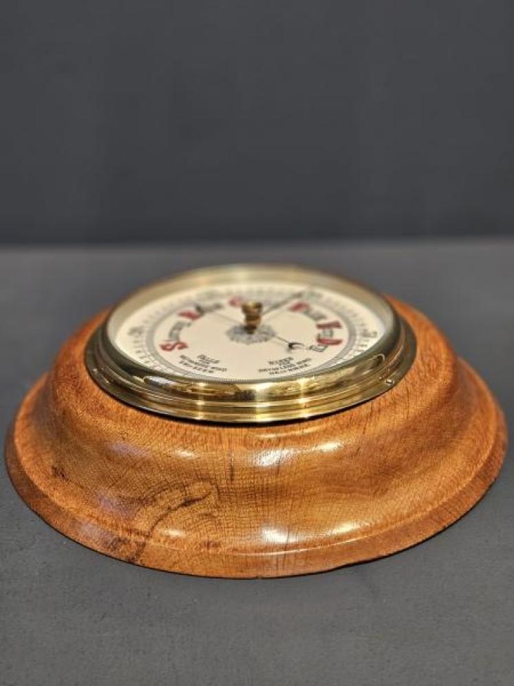 Large Victorian Turned Golden Oak Barometer - Image 2