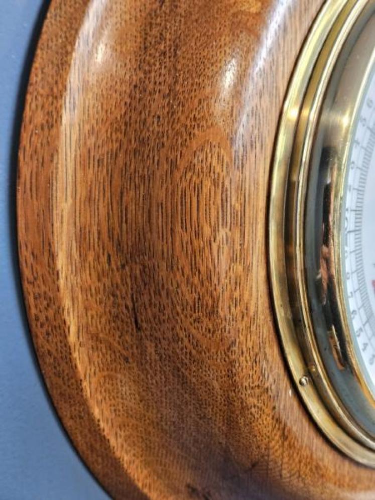 Large Victorian Turned Golden Oak Barometer - Image 4