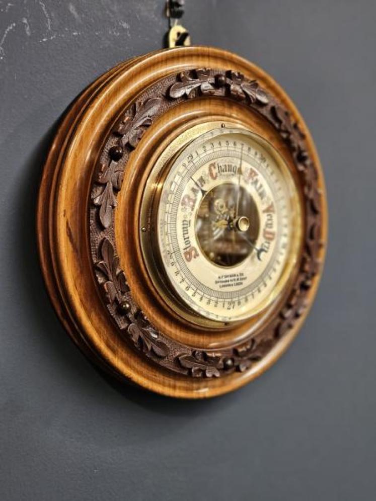 Aitchison Victorian Walnut Cased Aneroid Barometer - Image 2