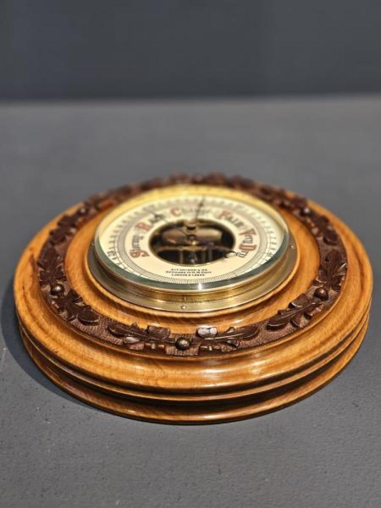 Aitchison Victorian Walnut Cased Aneroid Barometer - Image 4