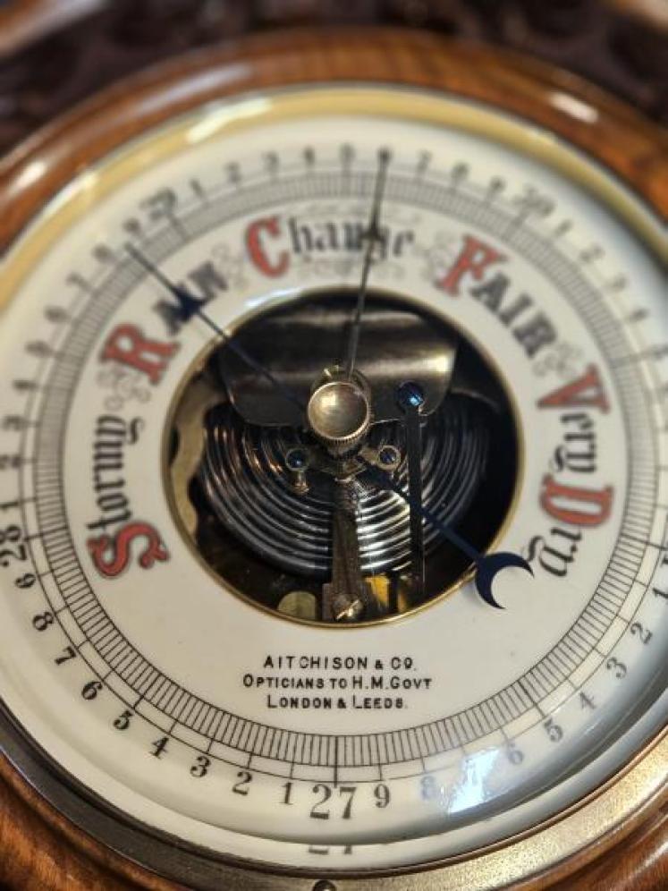 Aitchison Victorian Walnut Cased Aneroid Barometer - Image 5