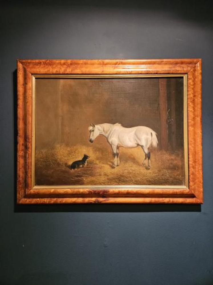 Victorian Oil Painting of a Grey Mare - Image 1