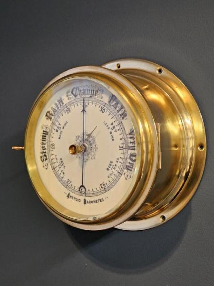 Superb Victorian Cast Brass Cased Ships Barometer  - Image 2