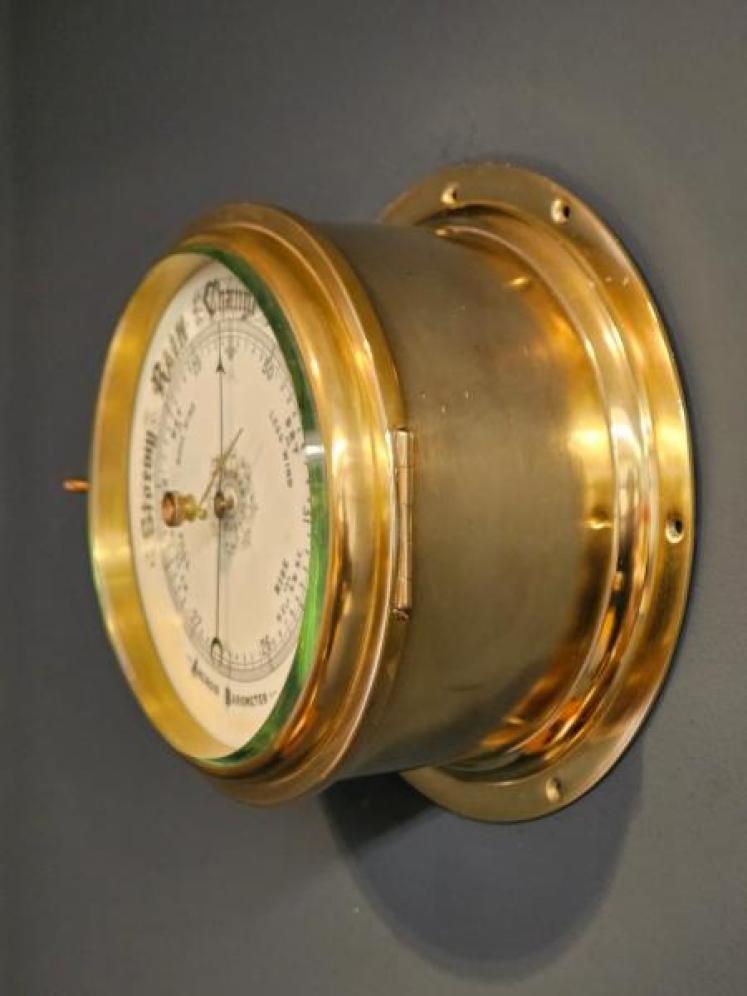 Superb Victorian Cast Brass Cased Ships Barometer  - Image 3