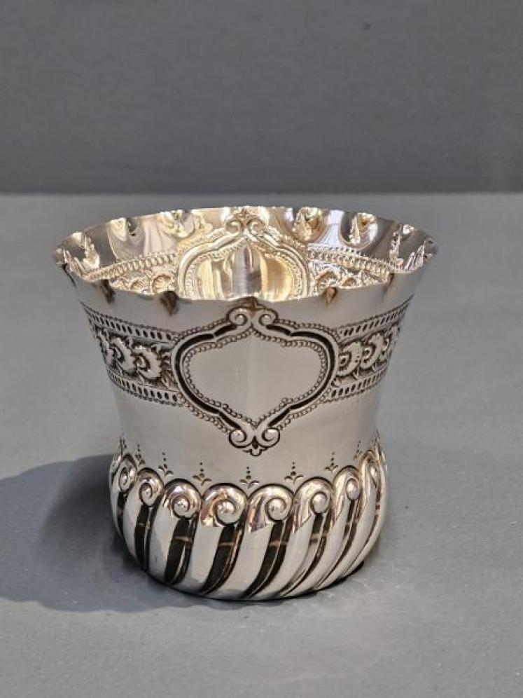 Victorian Embossed Silver Beaker - Image 1