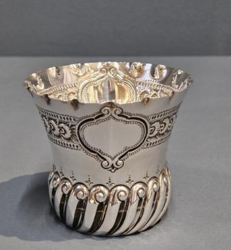 Victorian Embossed Silver Beaker