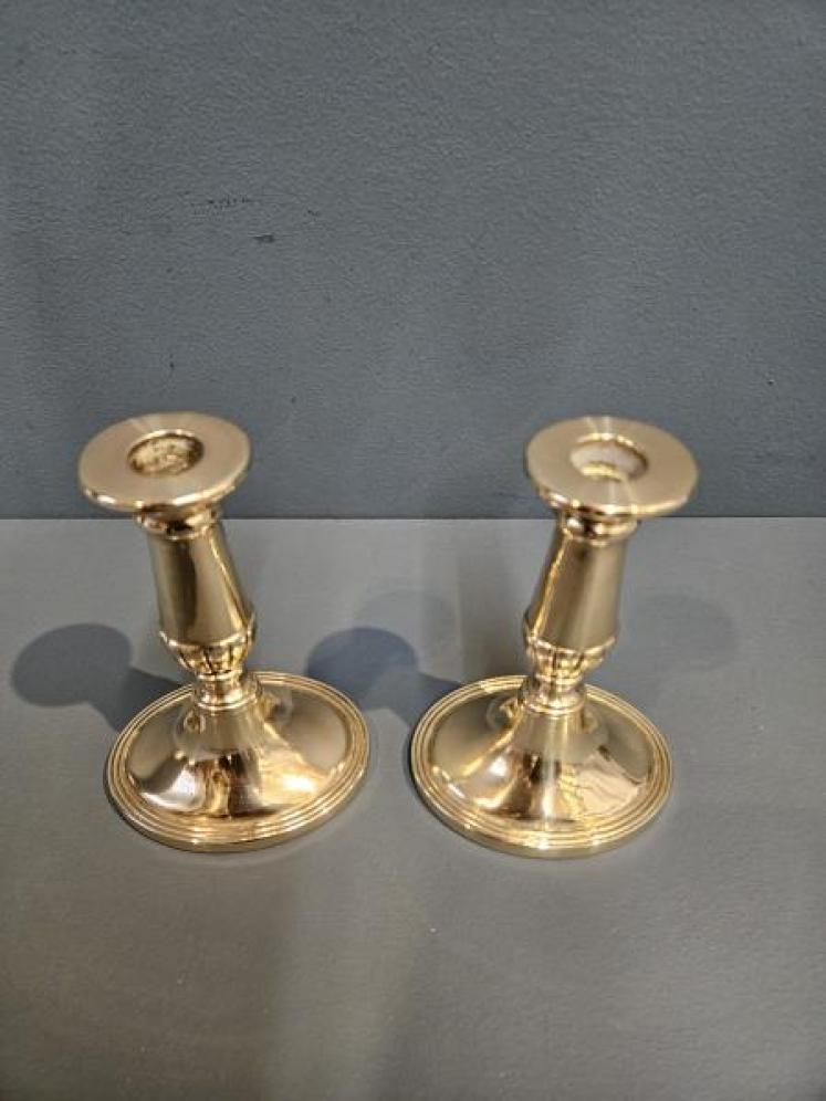 Pair of Regency Bell Metal Candlesticks - Image 2