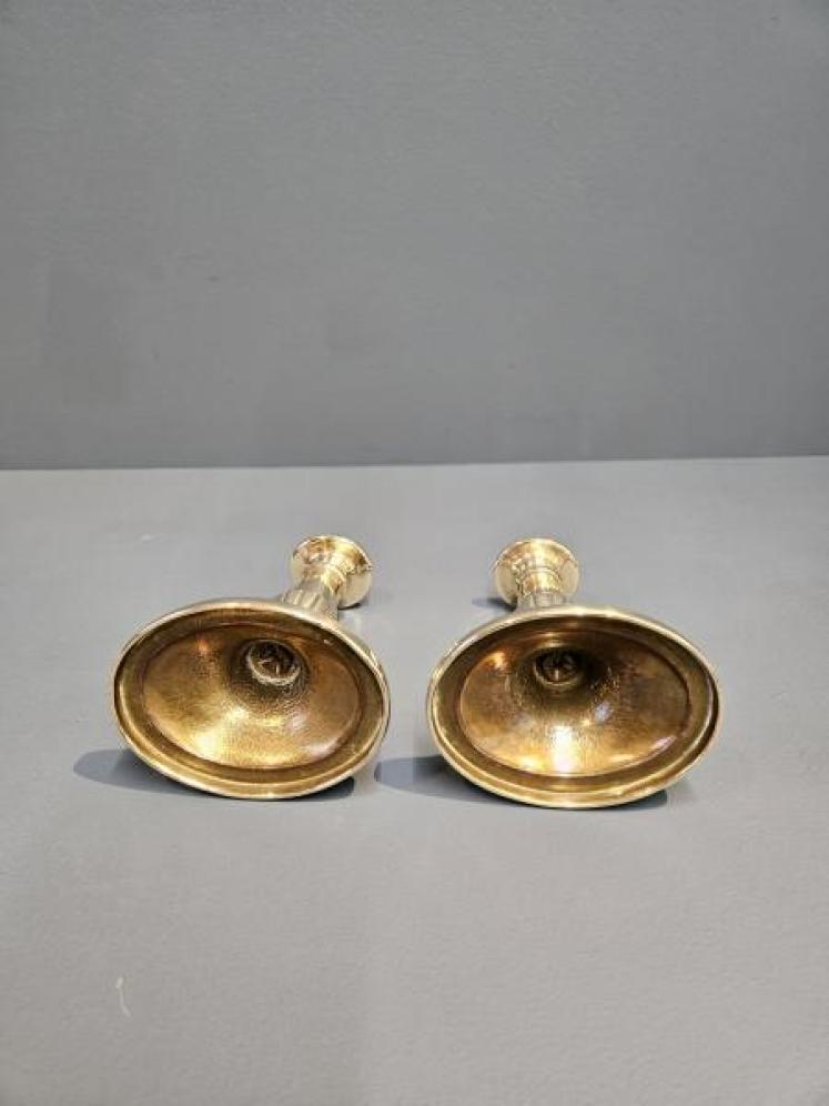 Pair of Regency Bell Metal Candlesticks - Image 3