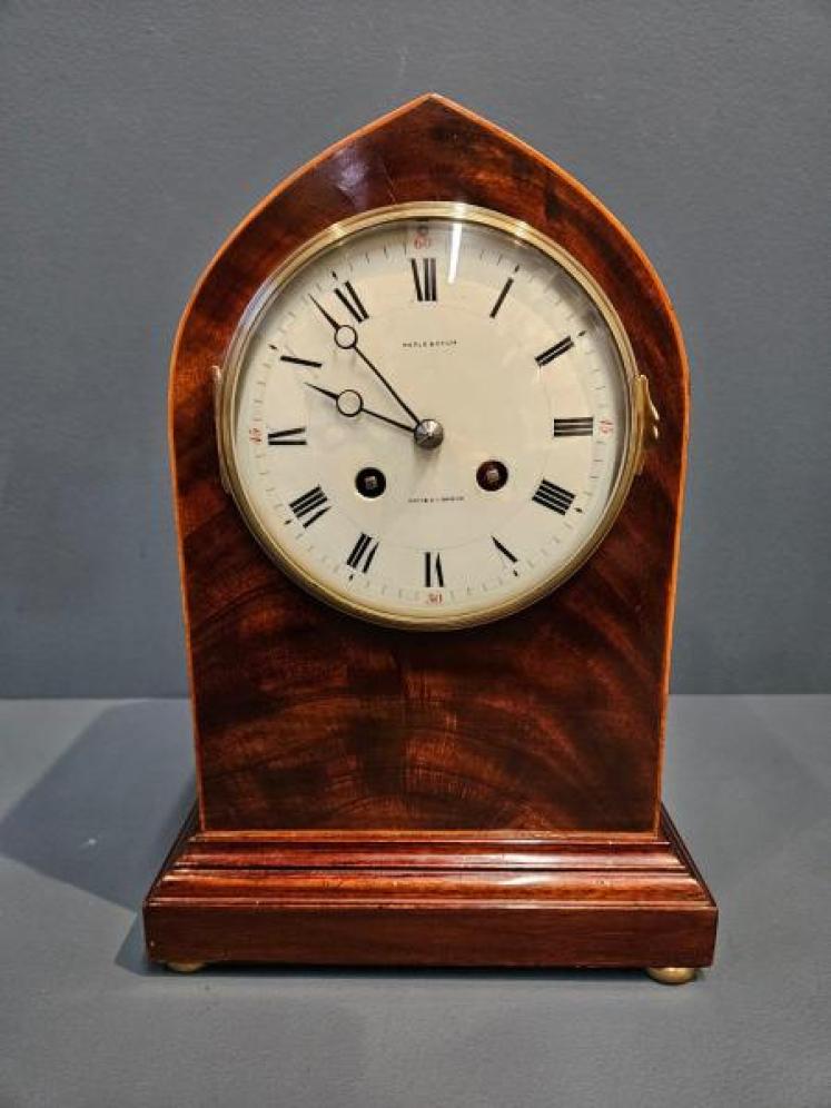 Edwardian Mahogany Gong Chiming Mantel Clock - Image 1