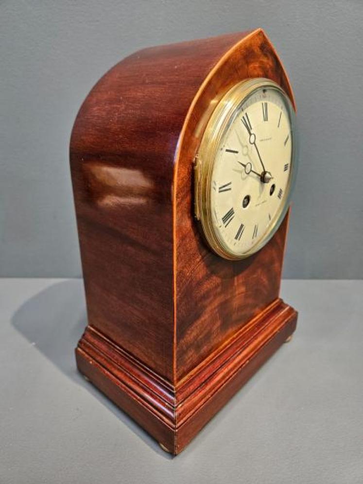 Edwardian Mahogany Gong Chiming Mantel Clock - Image 2