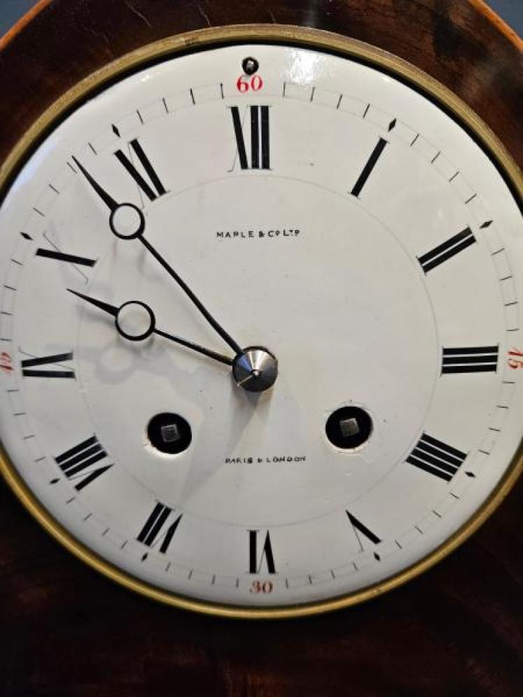 Edwardian Mahogany Gong Chiming Mantel Clock - Image 3