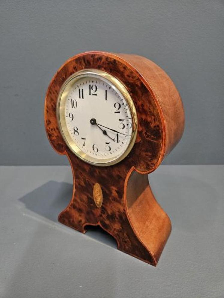 Edwardian Burr Yew Mantel Clock - Image 2