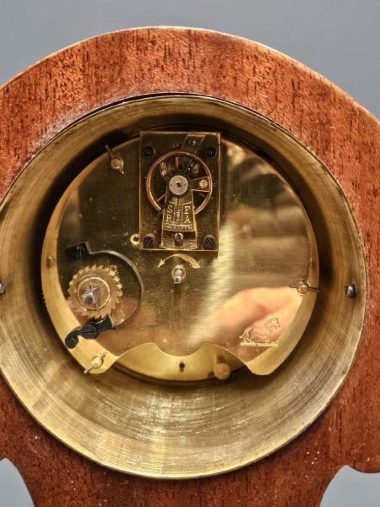 Edwardian Burr Yew Mantel Clock - Image 6