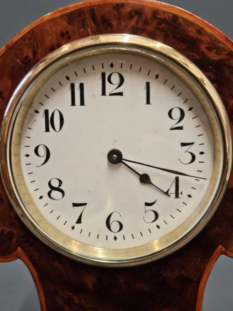 Edwardian Burr Yew Mantel Clock - Image 7