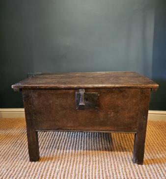 Unusual Proportioned James II Oak Coffer