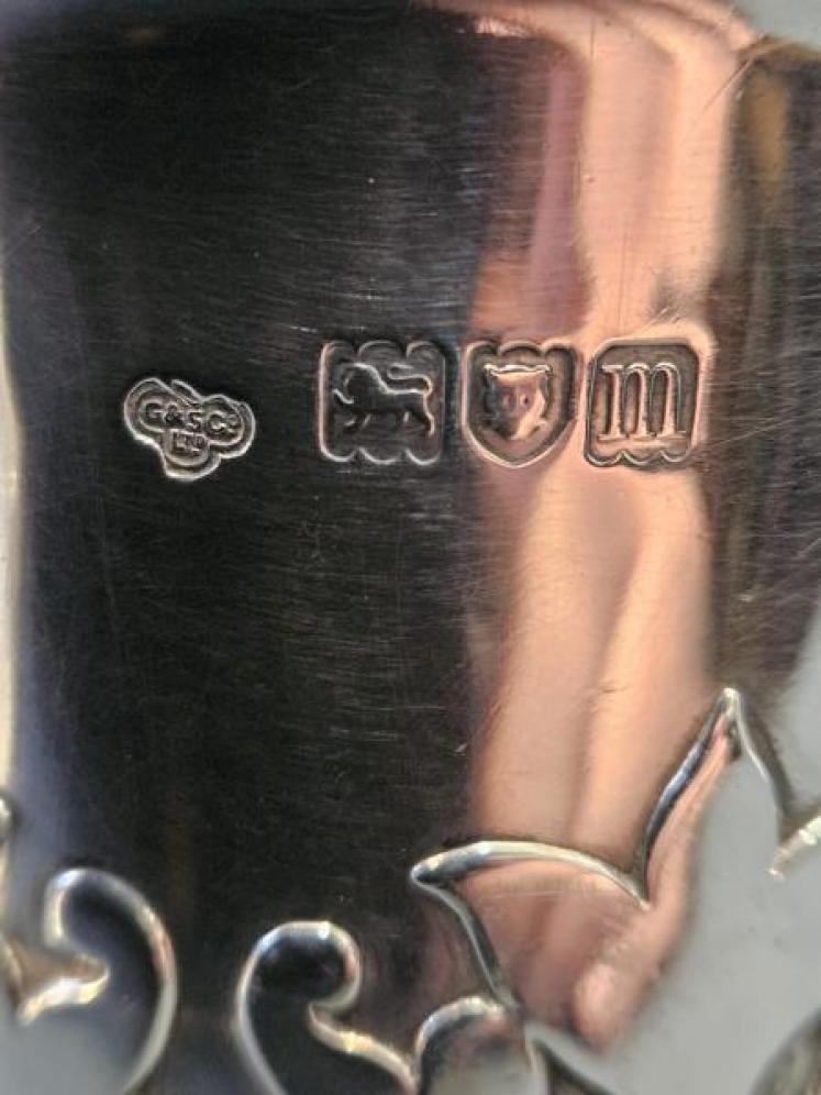 Edwardian Card Cut 6.5 Troy Oz Silver Mug - Image 4