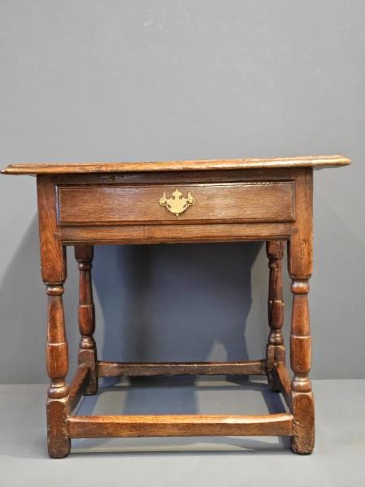 Unusual Low Proportioned George II Oak Side Table - Image 2