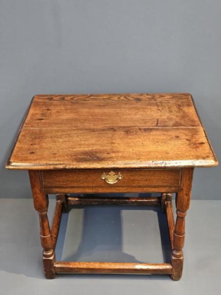 Unusual Low Proportioned George II Oak Side Table - Image 3