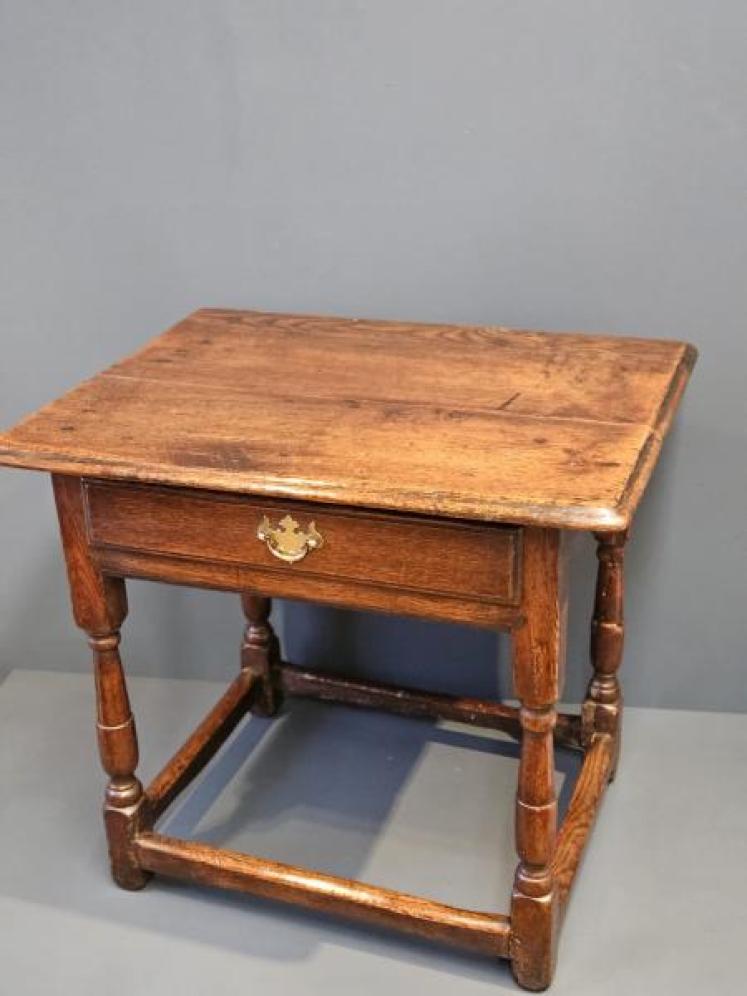 Unusual Low Proportioned George II Oak Side Table - Image 6