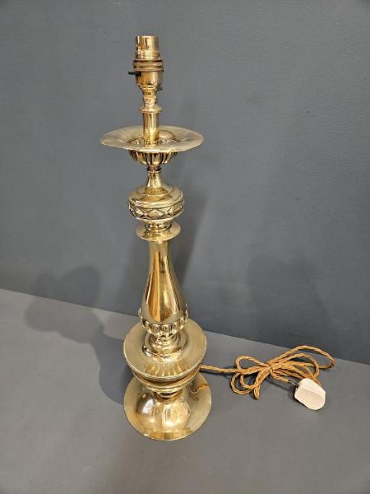 Large Edwardian Brass Table Lamp - Image 2
