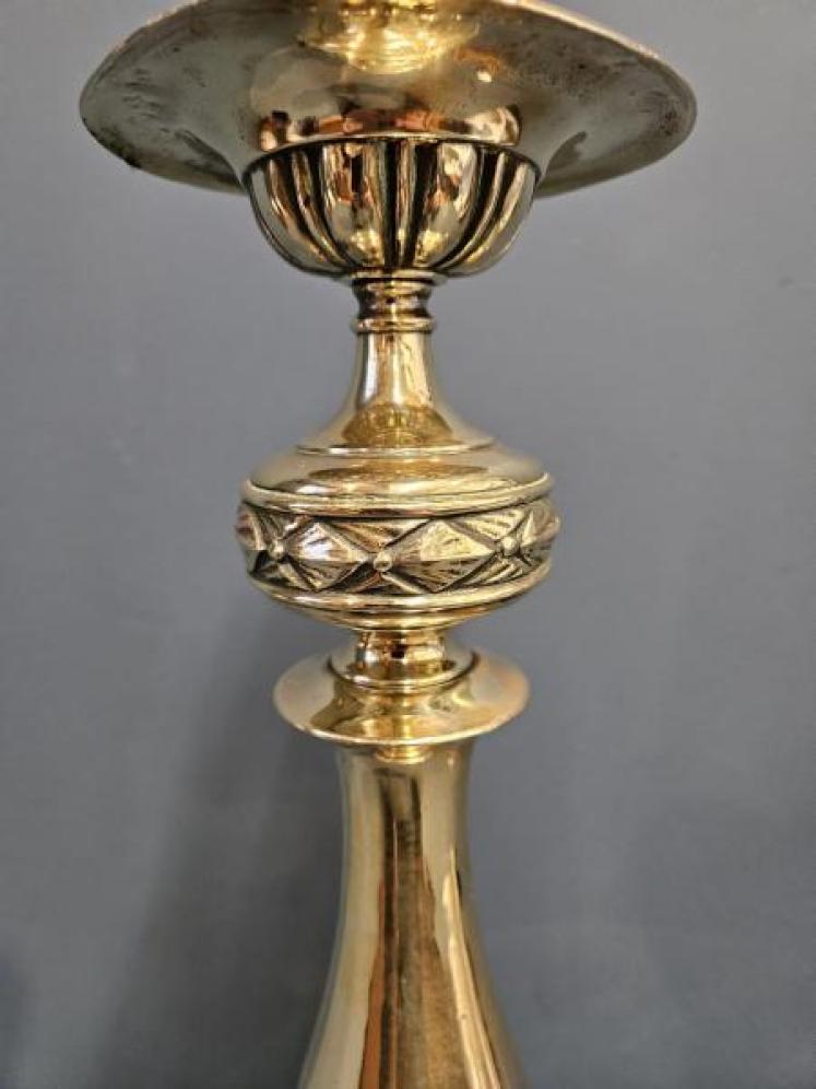 Large Edwardian Brass Table Lamp - Image 4