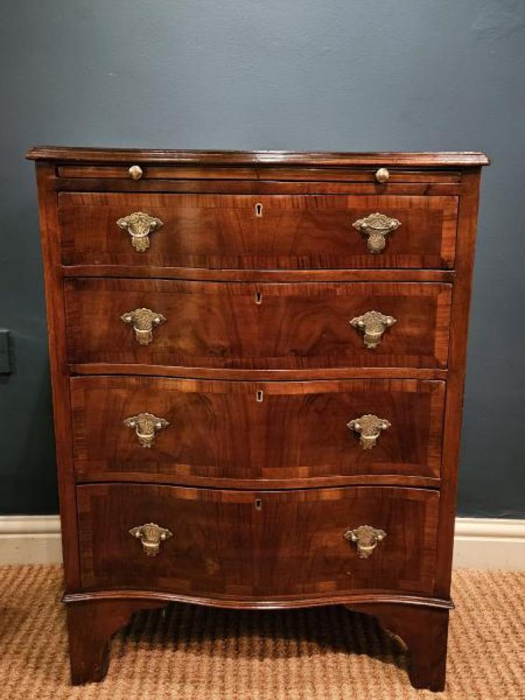 Edwardian Walnut Serpentine Chest of Drawers - Image 1