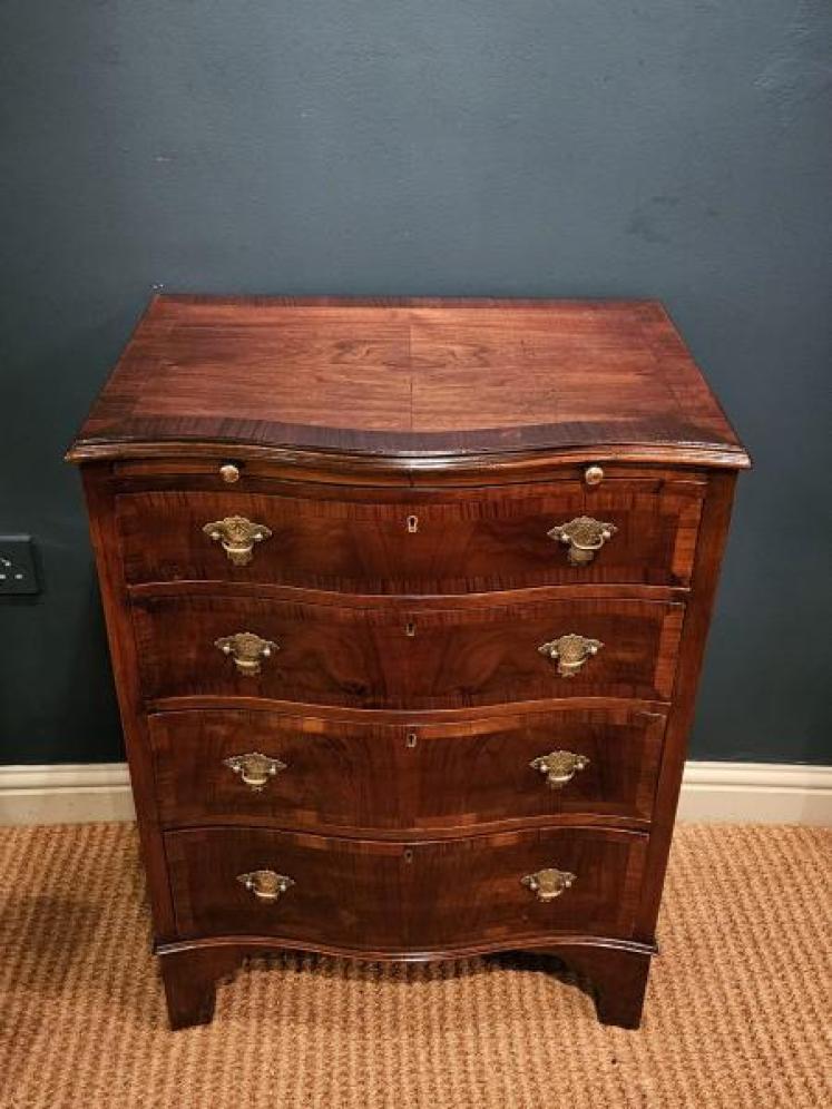Edwardian Walnut Serpentine Chest of Drawers - Image 2