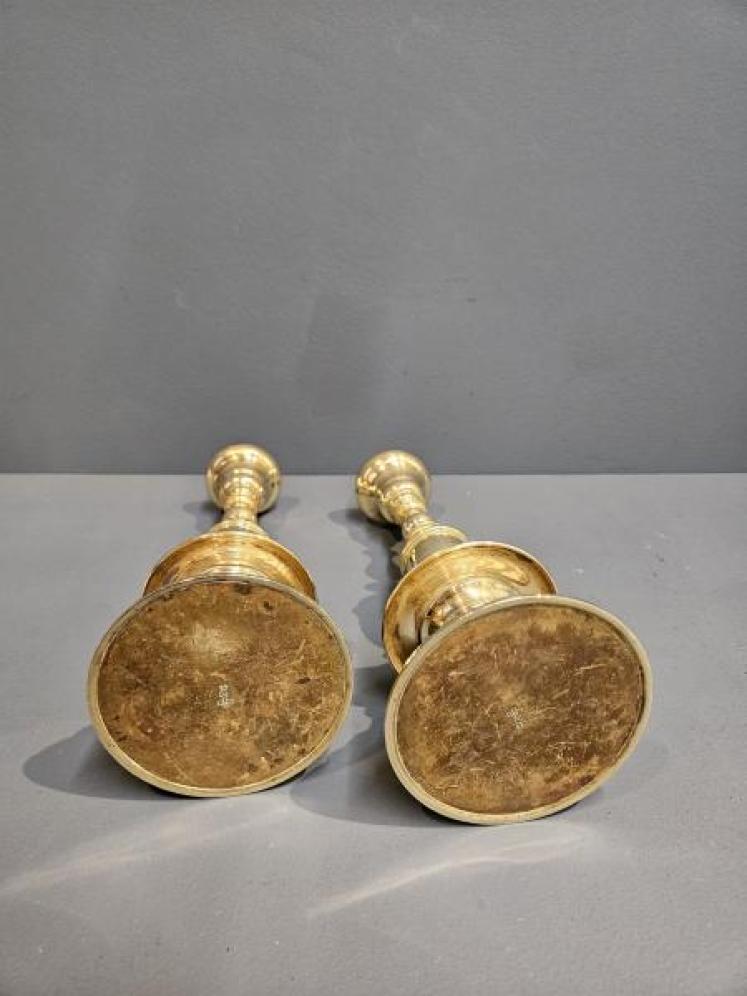 Victorian circular base Brass Candlesticks - Image 6