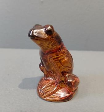 Lalique Amber Sitting Frog