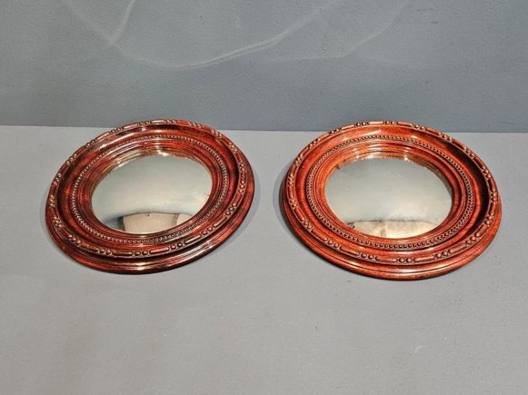 Matching Pair of Mahogany Convex Mirrors - Image 4