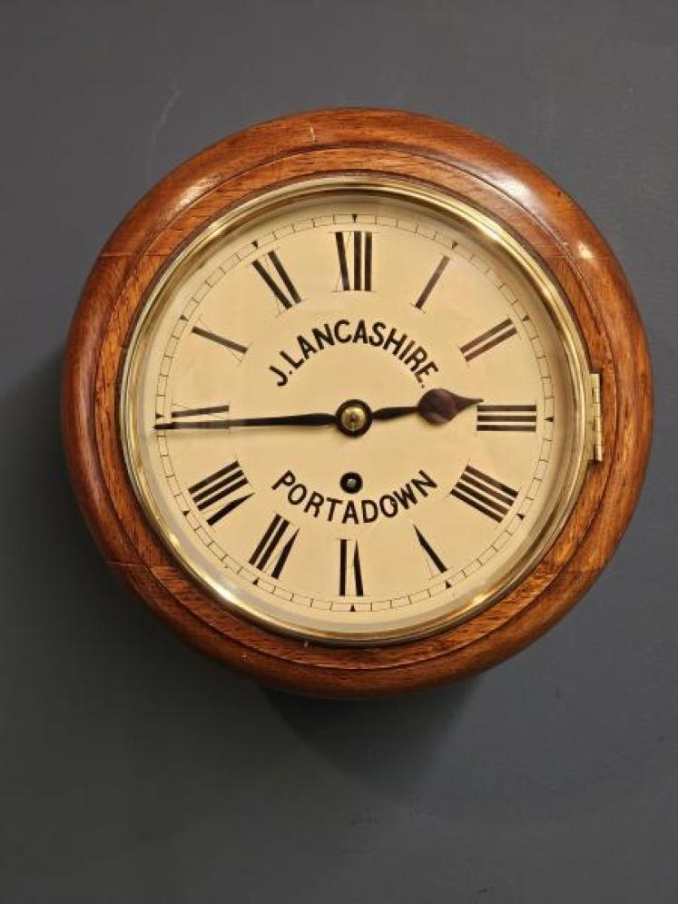 Victorian Oak 8" Dial Fusee Wall Clock - Image 1
