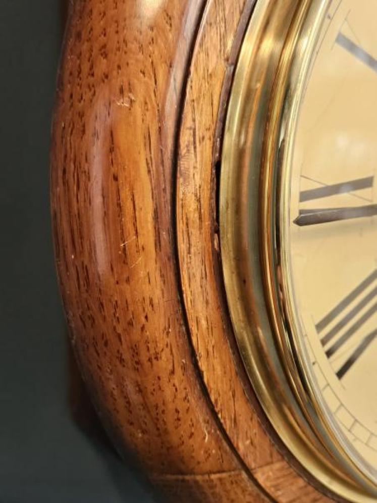 Victorian Oak 8" Dial Fusee Wall Clock - Image 3