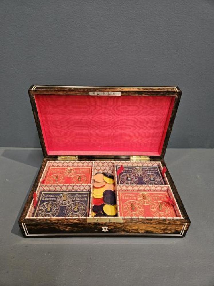 Victorian Coromandel Card Box & Contents - Image 1