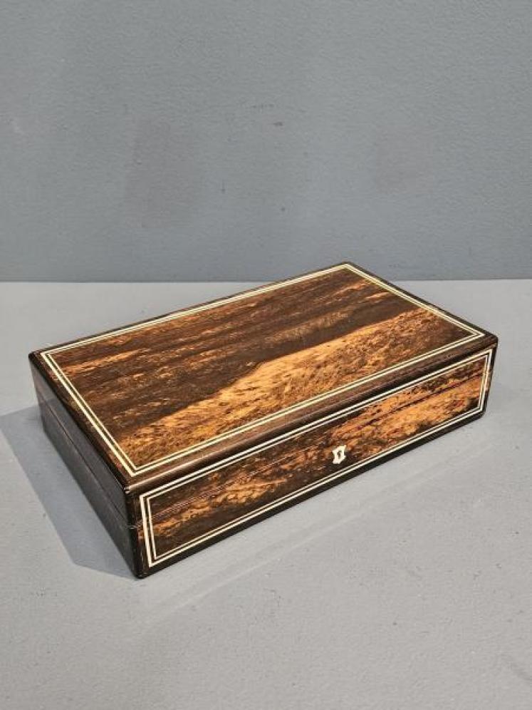 Victorian Coromandel Card Box & Contents - Image 2