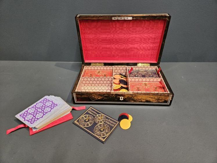 Victorian Coromandel Card Box & Contents - Image 3