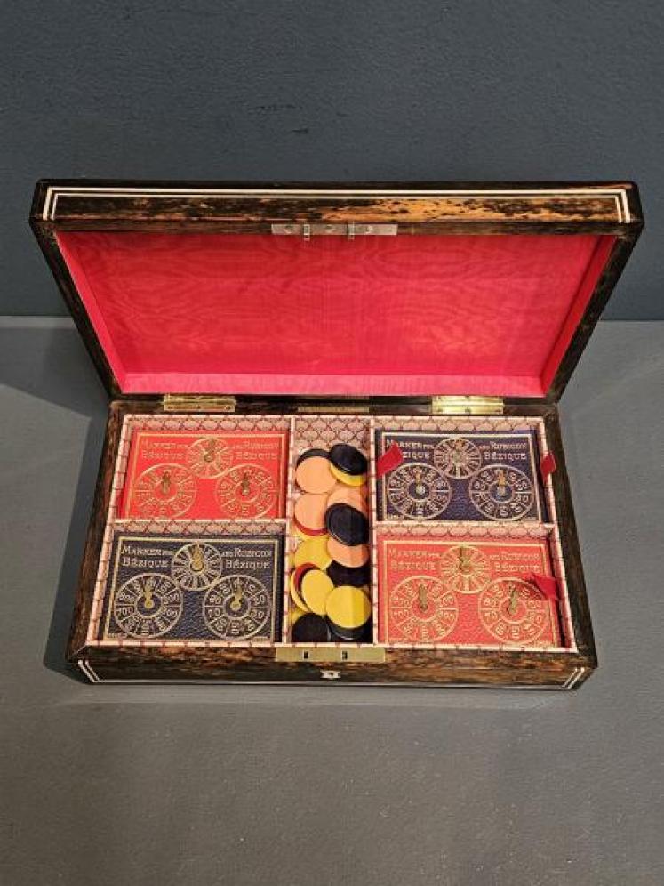 Victorian Coromandel Card Box & Contents - Image 4