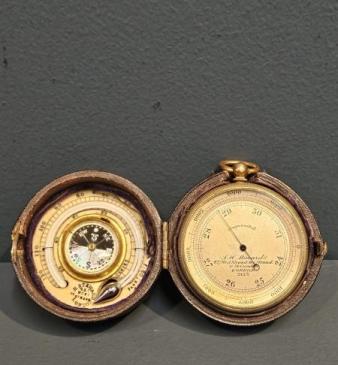 Victorian Pocket Barometer and Compass Combination