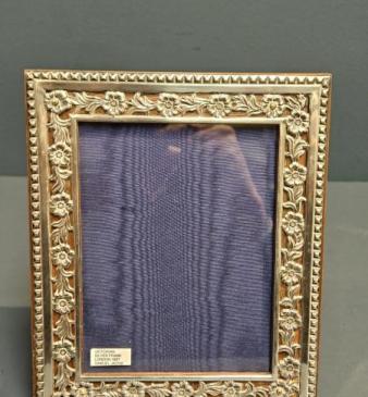 Large Victorian Silver Floral Border Photo Frame
